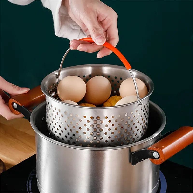 Stainless Steel Cooking Steamer With Handle, Kitchen Pot Pressure Cooker, Anti-scald Steamer Basket, Multifunctional Fruit Vegetable Washing Basket, Deep Fryer Pot Strainer Stainless Steel Cooking Steamer With Handle, Kitchen Pot Pressure Cooker, Anti-scald Steamer Basket, Multifunctional Fruit Vegetable Washing Basket, Deep Fryer Pot Strainer